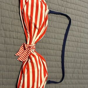 Tommy Hilfiger Red and White Striped Bikini Top